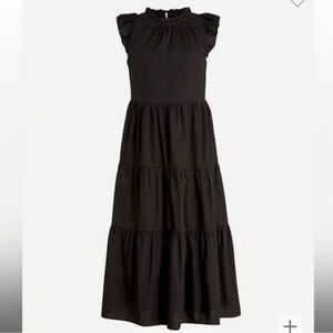 J. Crew Tiered Ruffle Sleeve Cotton Midi Dress
